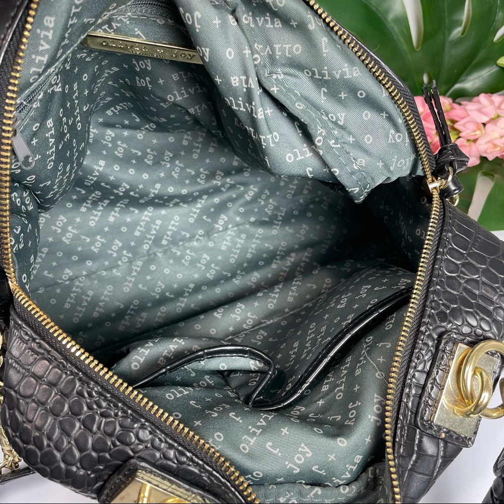 (((SOLD)))Olivia + Joy black faux aligator leather satchel - Picture 13 of 16